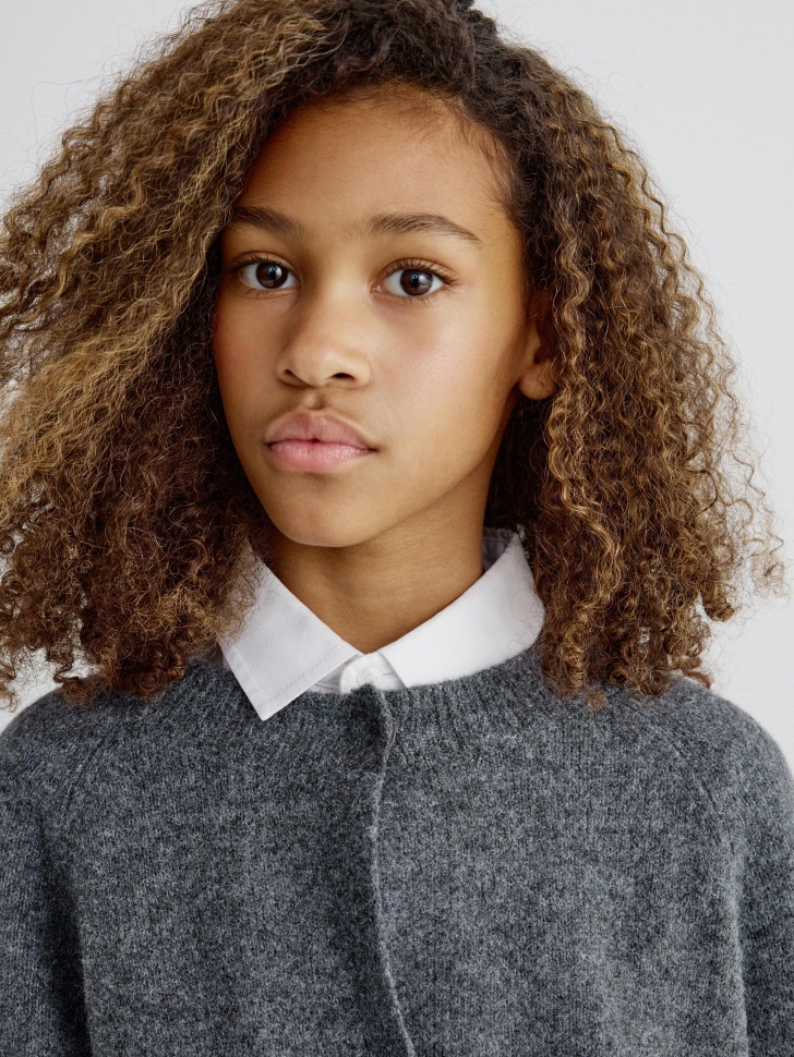 вязаный кардиган с содержанием шерсти для девочек 4610517214256 в интернет магазине