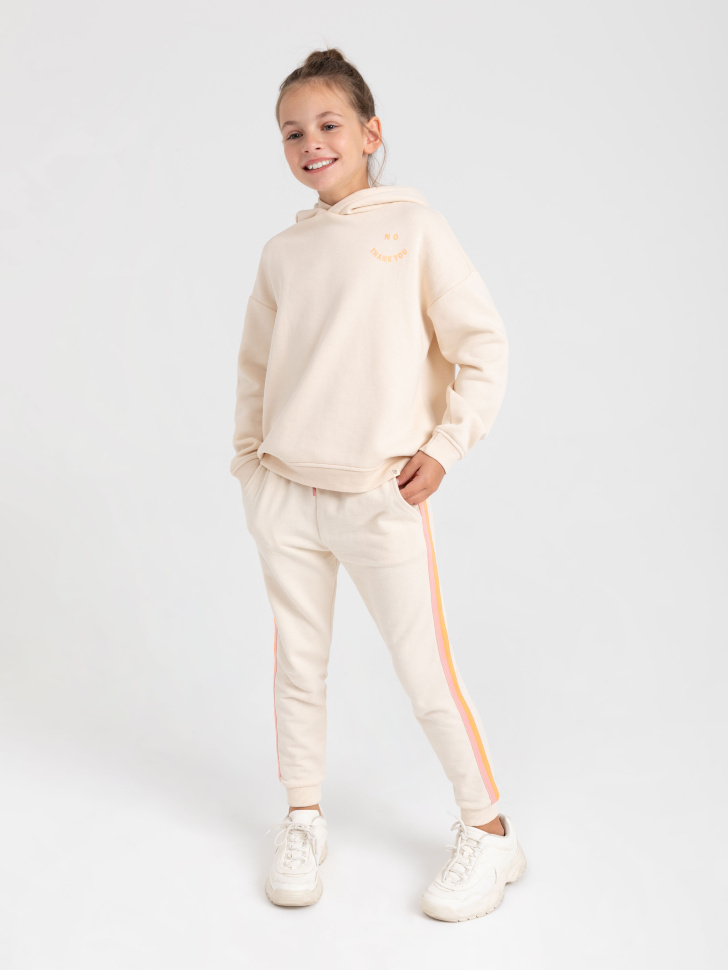 

Джоггеры с лампасами для девочек, Бежевый