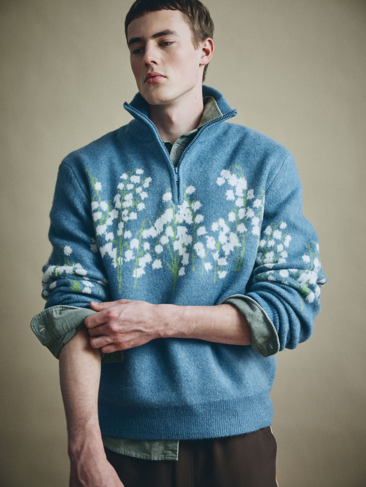 жаккардовый джемпер regular fit с воротом на молнии 4610517346018 фотография