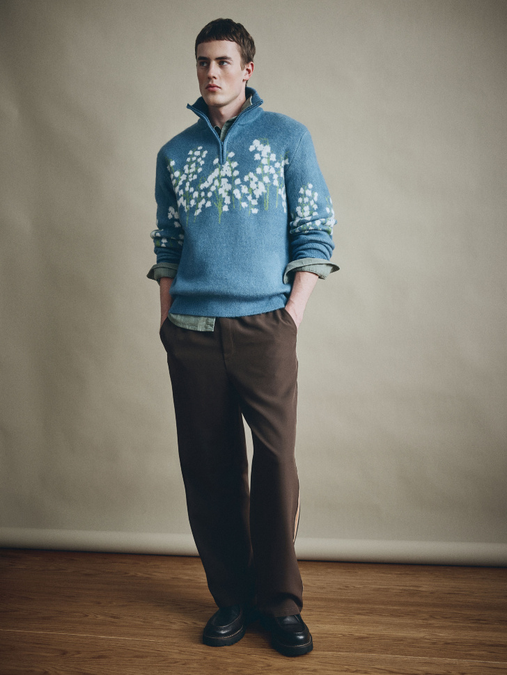 жаккардовый джемпер regular fit с воротом на молнии 4610517346018 по акции