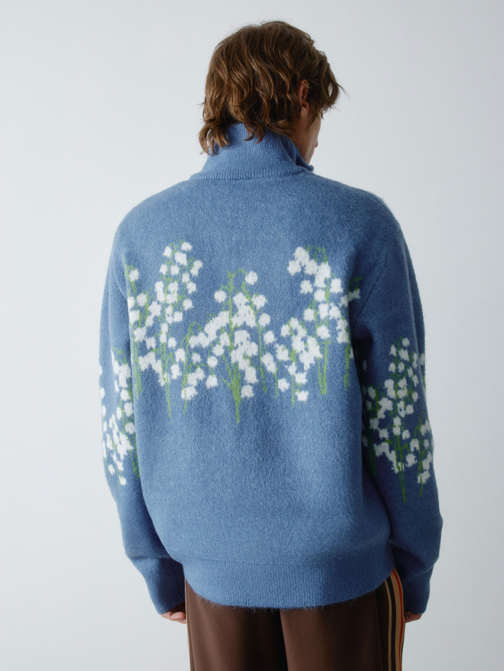 жаккардовый джемпер regular fit с воротом на молнии 4610517346018 с промокодом