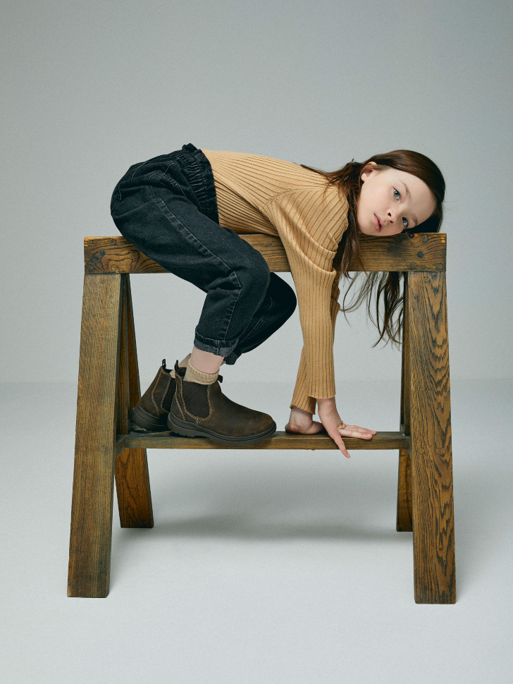 

Джинсы Mom fit для девочек, Серый