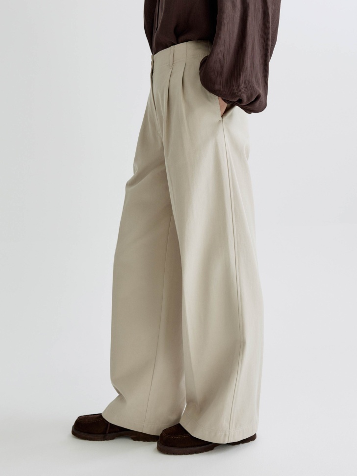 прямые брюки из хлопка с тенселем из россии вид сбоку