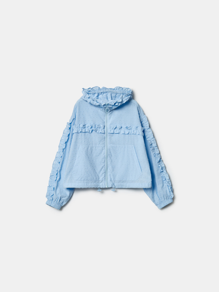 Ветровка SELA для девочек с оборками, голубой, арт. 43042