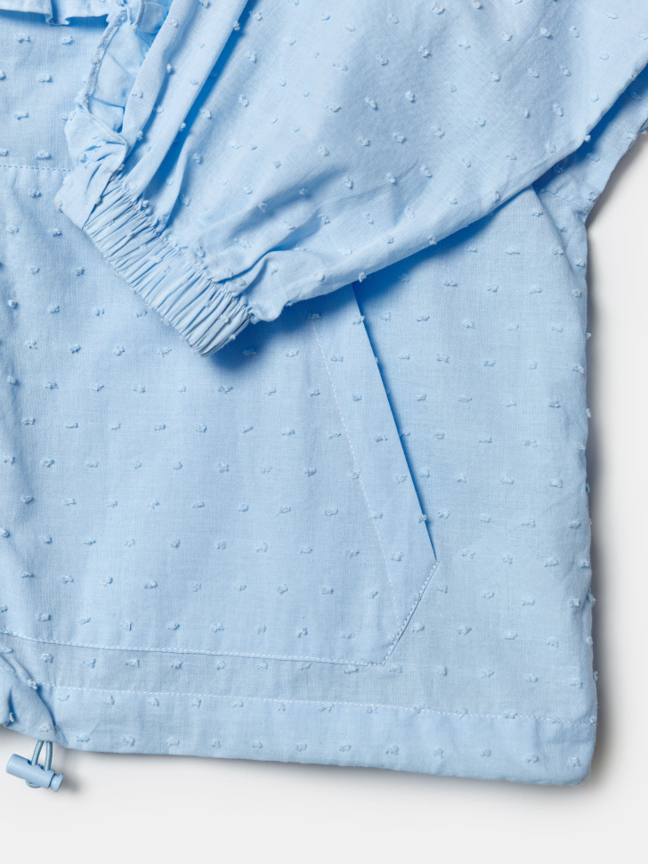 ветровка из хлопка с оборками для девочек универсального стиля с лицевой стороны