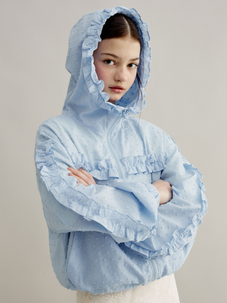 

Ветровка из хлопка с оборками для девочек, SL6804051115