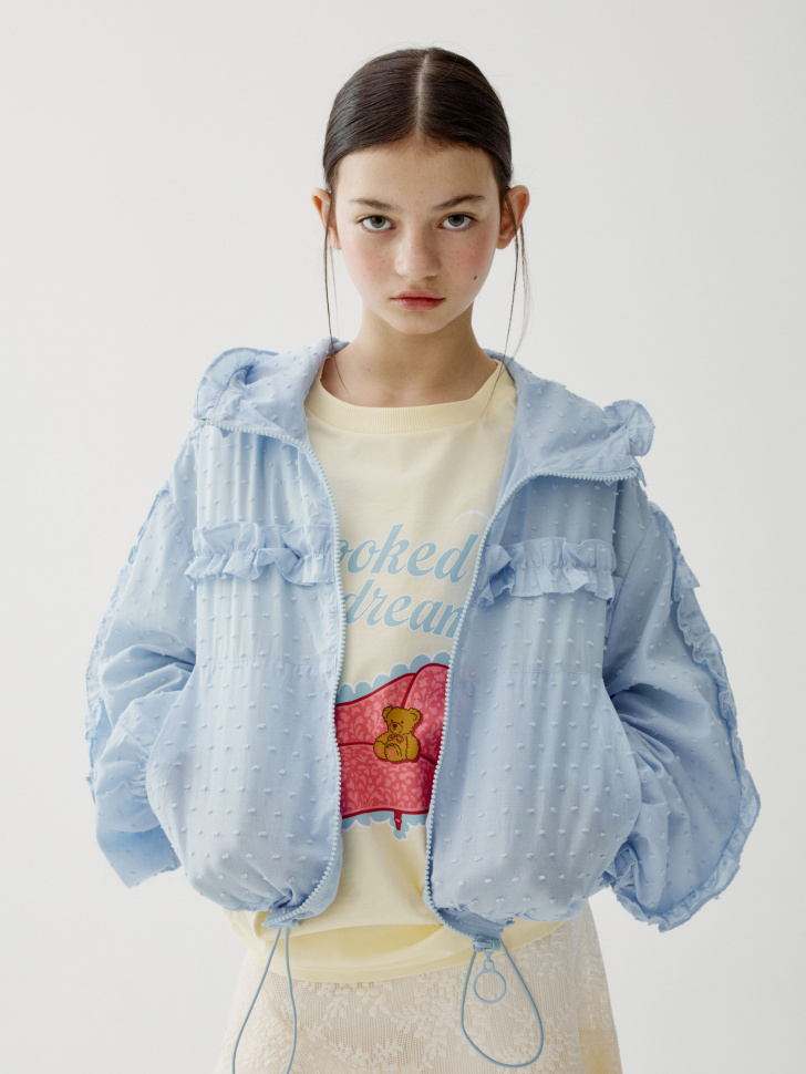 ветровка из хлопка с оборками для девочек по цене 2799 руб вид справа