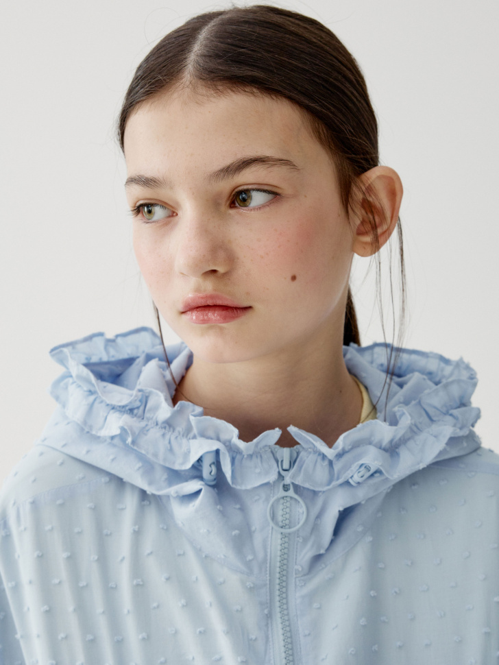 ветровка из хлопка с оборками для девочек из россии вид сбоку