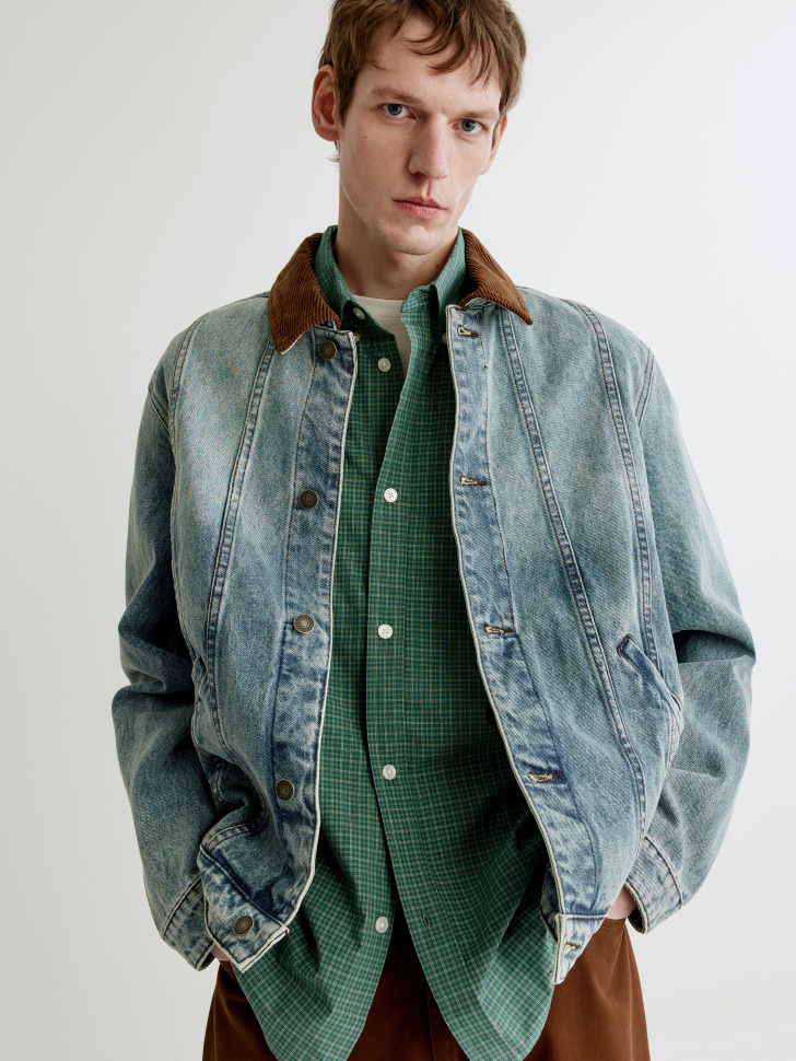 Джинсовая куртка Sela с вельветовым воротником, голубой, арт. 41809