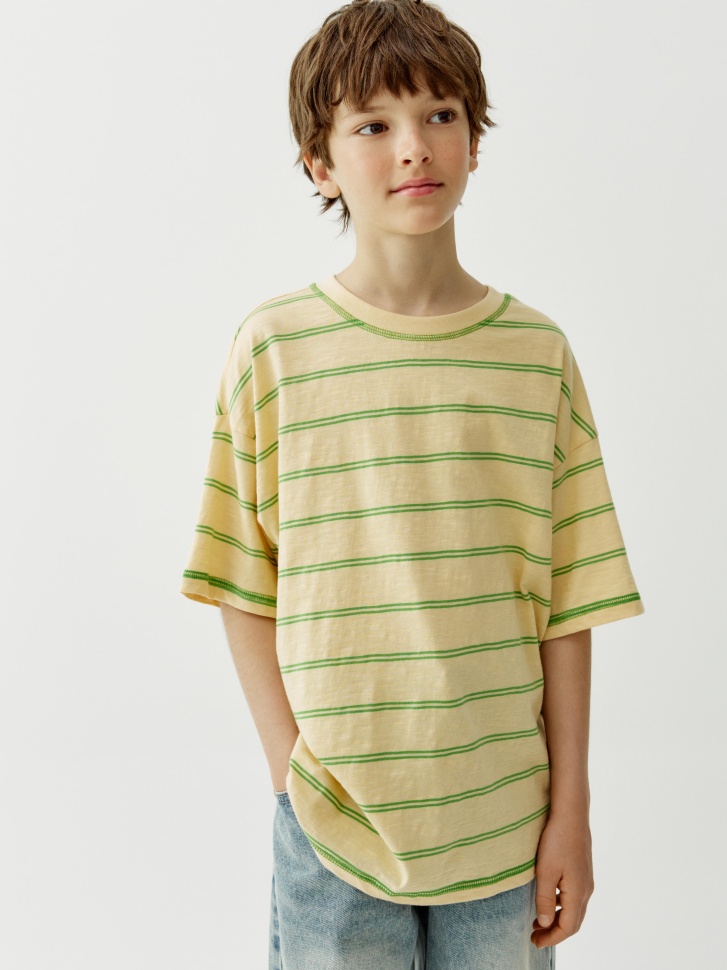 

Футболка оверсайз в полоску для мальчиков, SL6805070217