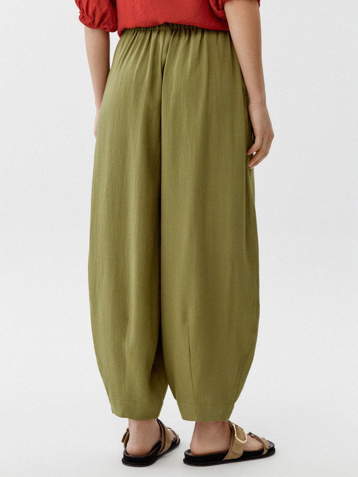 брюки аладдины с содержанием льна из россии вид сбоку