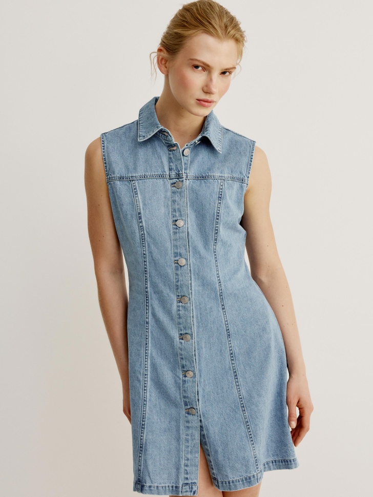 Джинсовое мини-платье Sela, голубой, арт. 52390