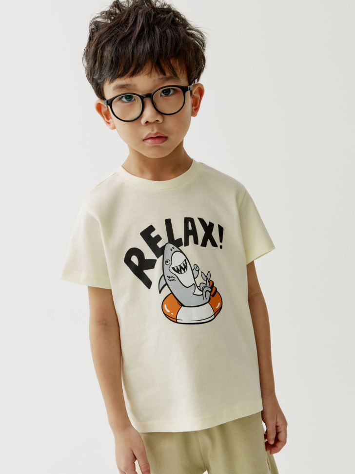 Футболка оверсайз Sela с принтом, бежевый, арт. 52121