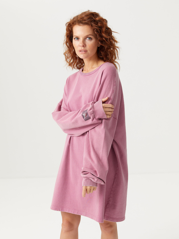 Платье-свитшот с эффектом стирки (розовый, XS) sela 4640078664078 - фото 2