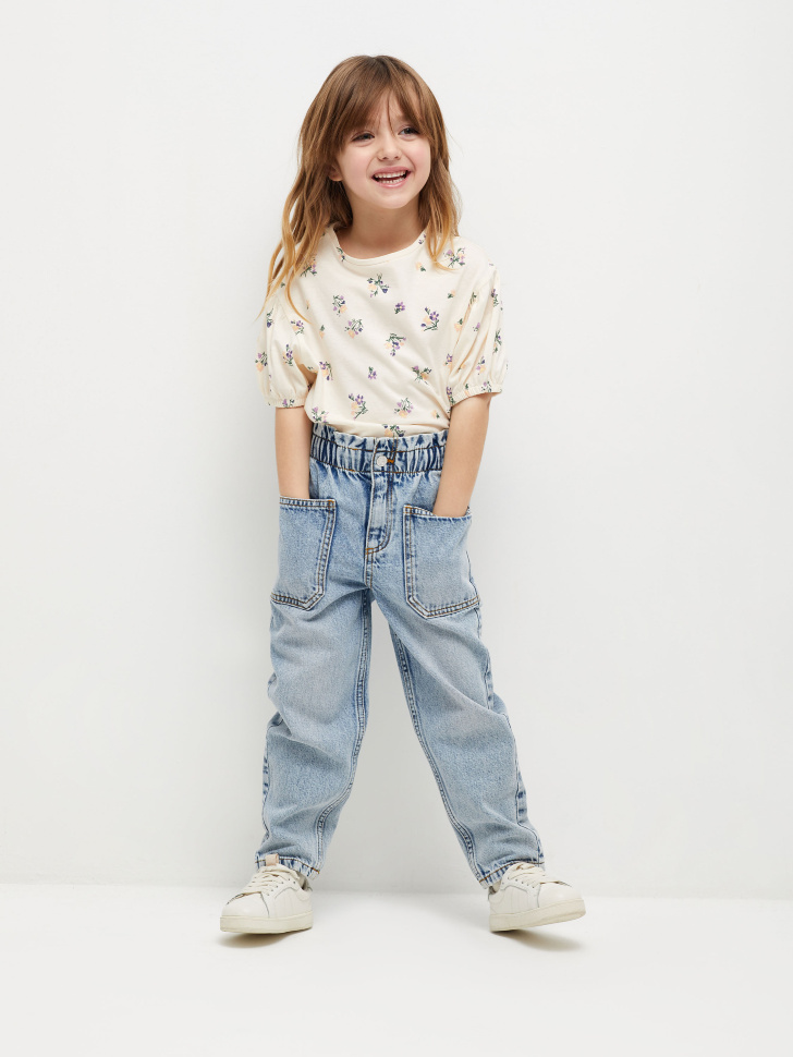 Джинсы Mom fit для девочек (синий, 104/ 4-5 YEARS) от Sela