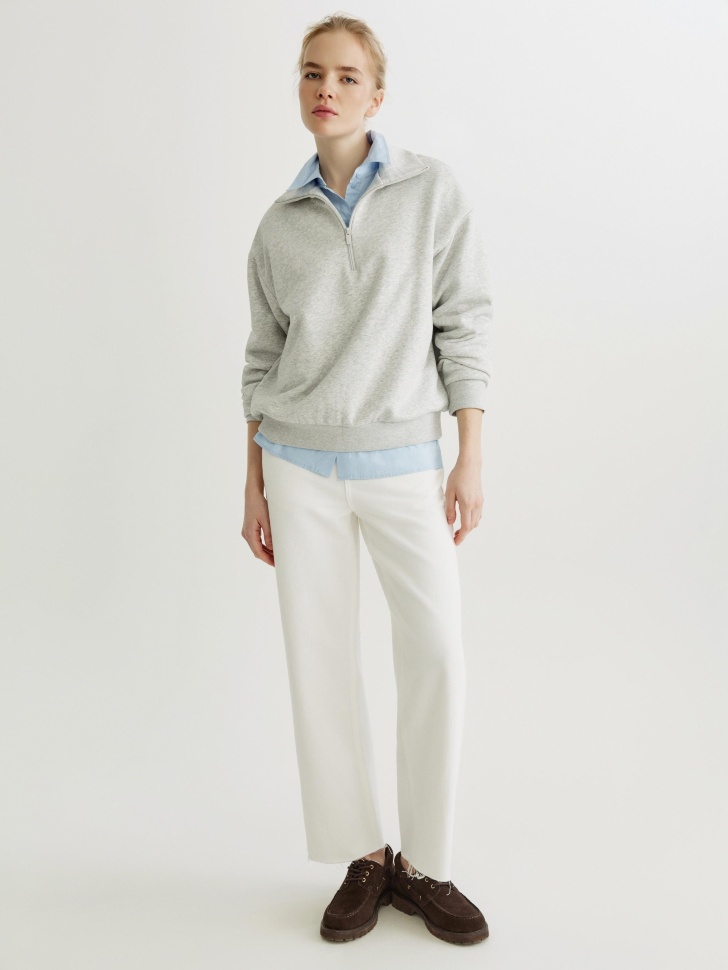 Прямые джинсы Sela с необработанным низом, белый, арт. 42840