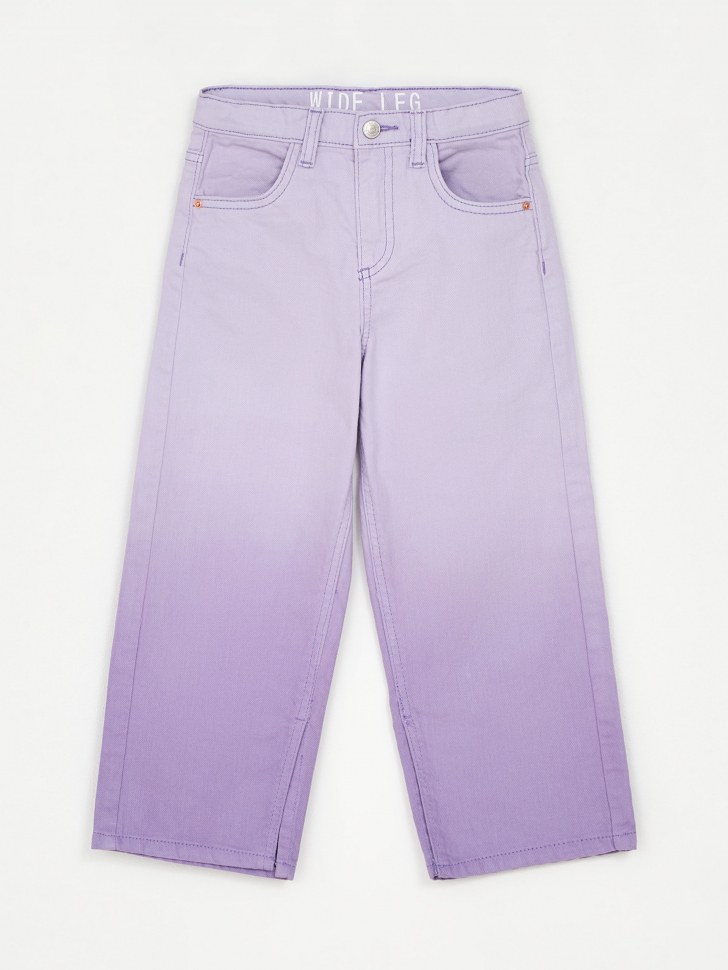 Широкие джинсы с разрезами для девочек (фиолетовый, 116)
