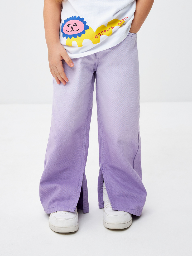 Широкие джинсы с разрезами для девочек (фиолетовый, 116) sela 4680168499326 - фото 2