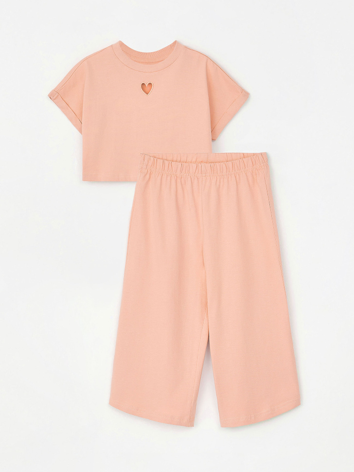 Пижама с вырезом для девочек (оранжевый, 134-140) sela 4680168661082 - фото 1