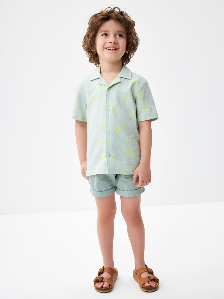 Хлопковые шорты с отворотами для мальчиков (зеленый, 98)