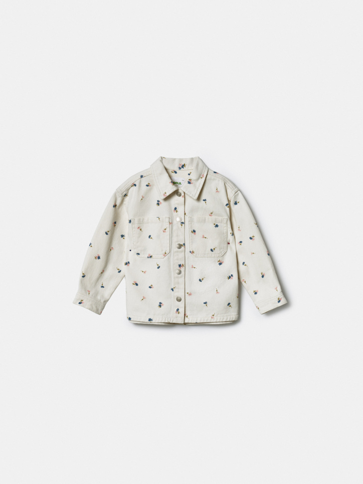 Джинсовая рубашка SELA с принтом для девочек, белый, арт. 43043