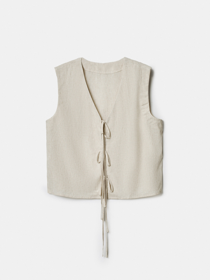 Укороченный топ Sela из смесового льна, бежевый, арт. 49506