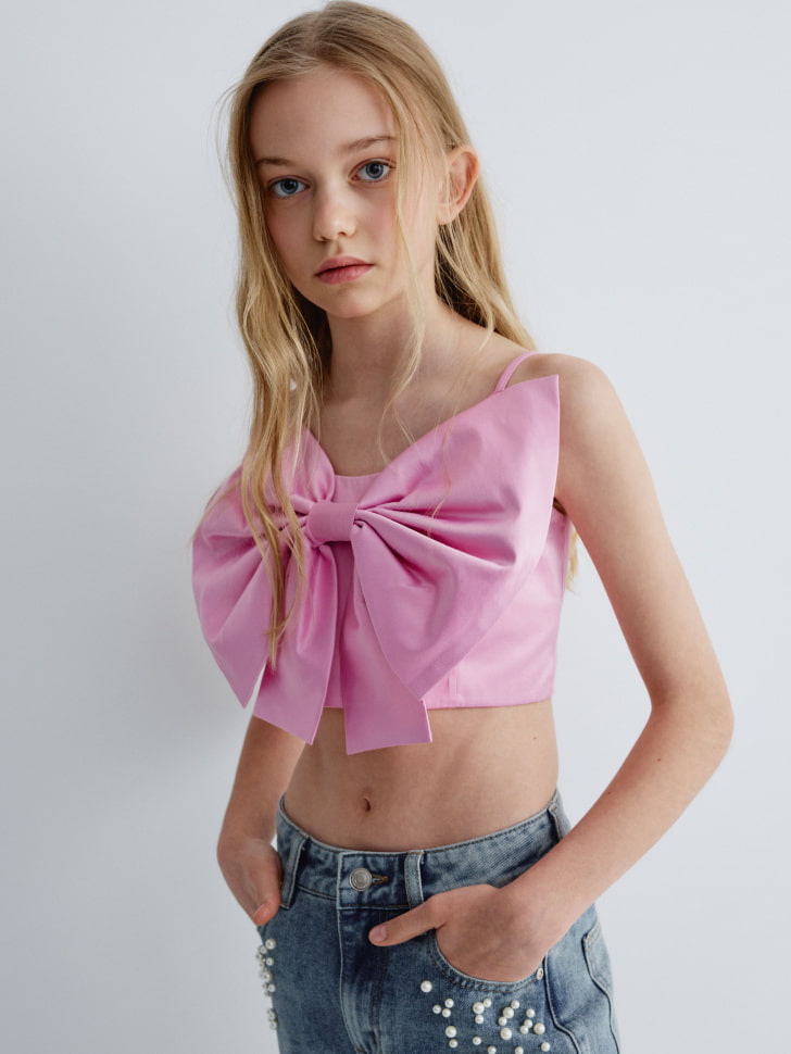 укороченный топ с бантом для девочек 4680798754543 фотография