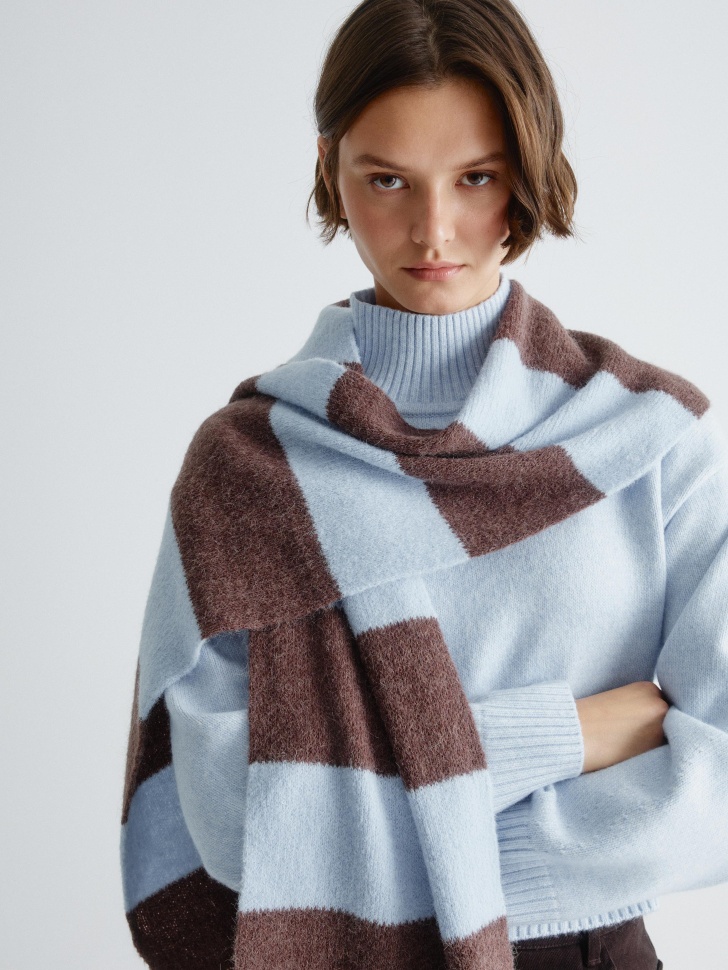 шарф в полоску с содержанием шерсти альпаки 4610517387813 фотография