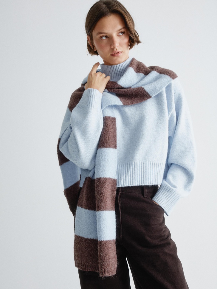 шарф в полоску с содержанием шерсти альпаки 4610517387813 по акции