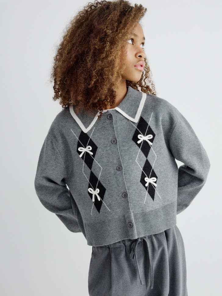 Кардиган Sela для девочек, серый, арт. 33940