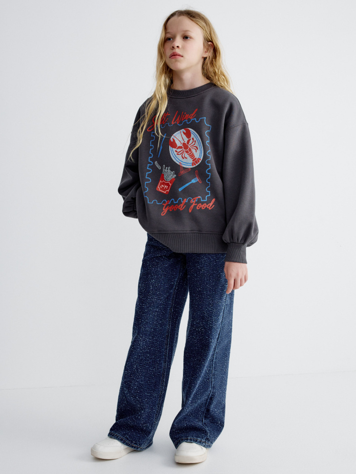 свитшот с принтом для девочек от бренда sela вид слева