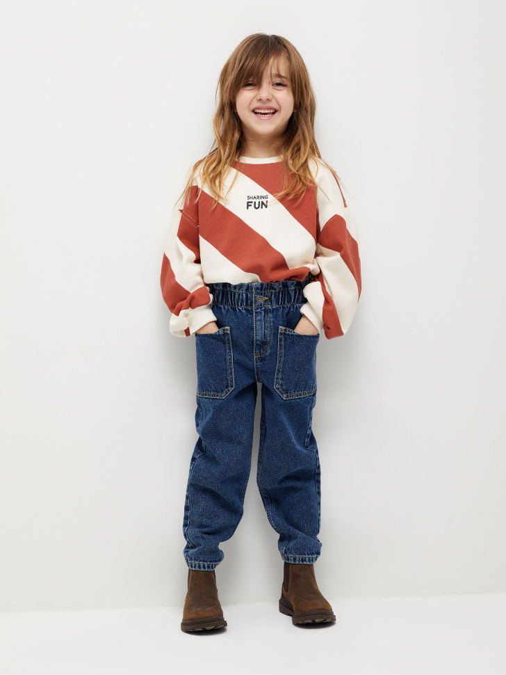 Джинсы Mom fit для девочек (синий, 92/ 2-3 YEARS)