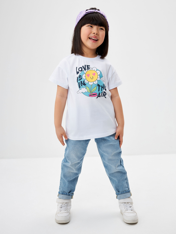 

Джинсы Mom fit на резинке для девочек