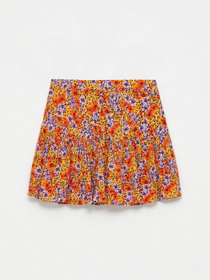 Вискозная юбка с принтом для девочек (оранжевый, 122) от Sela