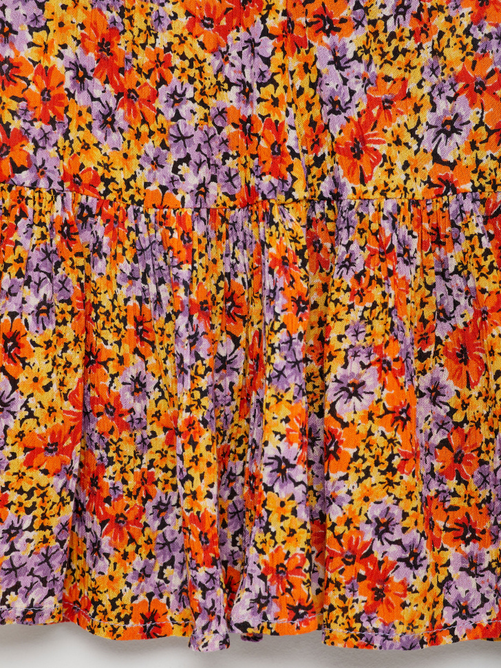 Вискозная юбка с принтом для девочек (оранжевый, 146) от Sela