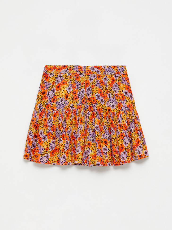 Вискозная юбка с принтом для девочек (оранжевый, 152) от Sela