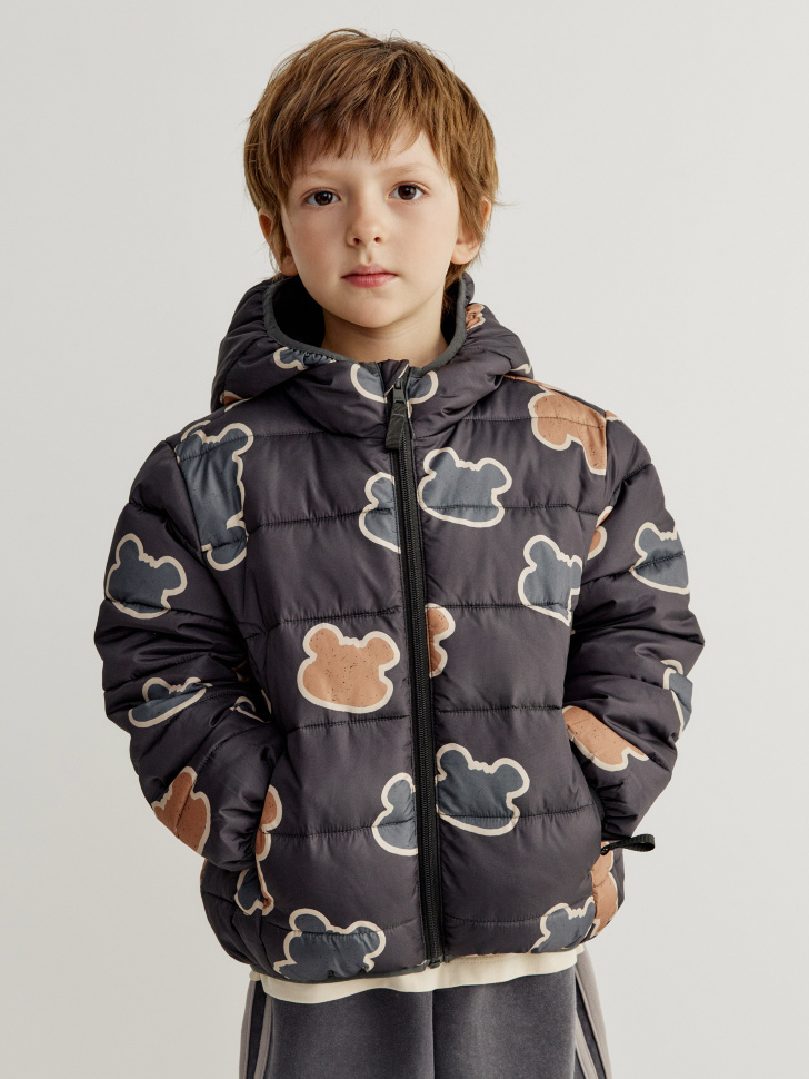 

Ультралегкая стеганая куртка с принтом для мальчиков, SL6803061112