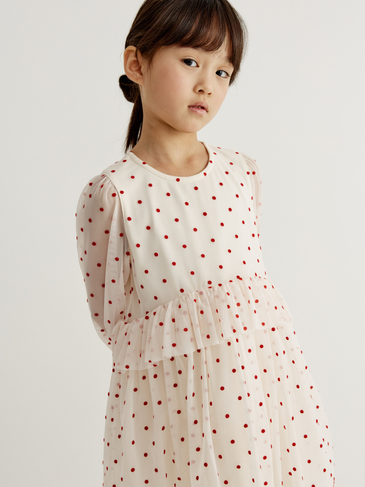 

Нарядное платье в горошек для девочек, SL6803040703