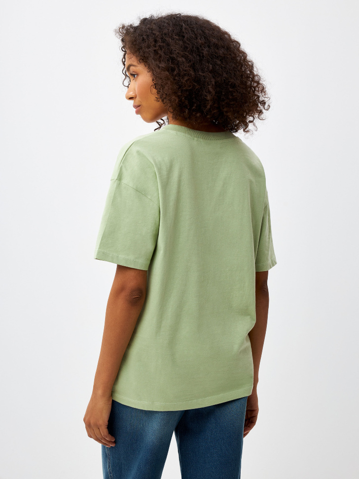 Базовая футболка с треугольным вырезом (зеленый, XS) sela 4680129850975 - фото 4