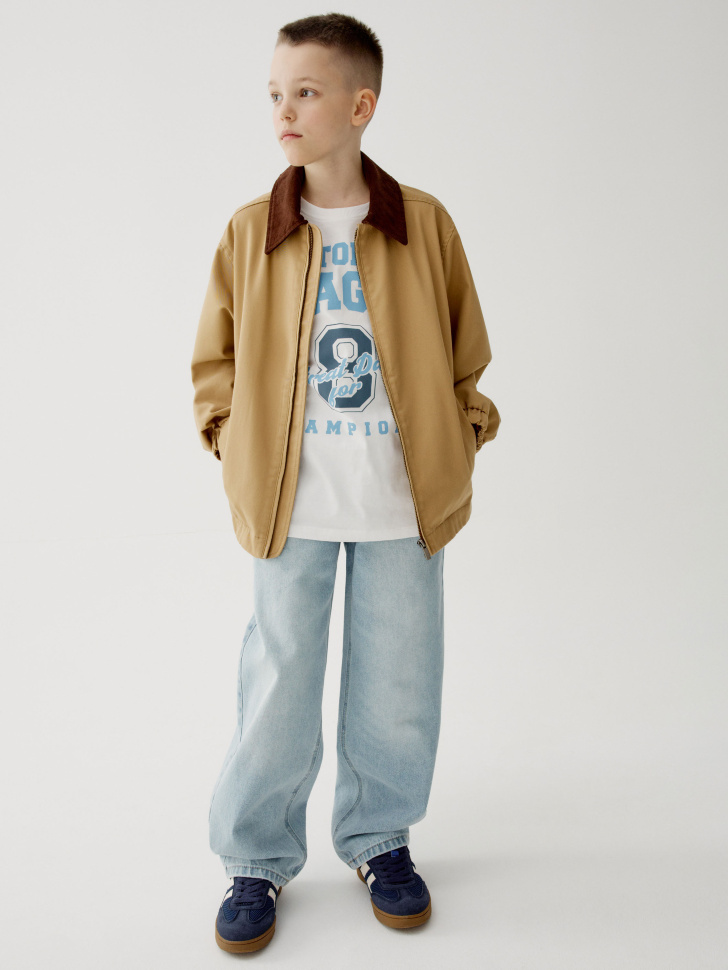 куртка с вельветовым воротником для мальчиков от бренда sela вид слева