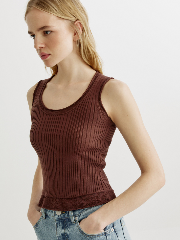 Топ SELA в рубчик, коричневый, арт. 43757