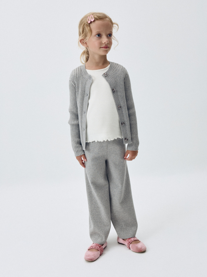 

Широкие вязаные брюки для девочек