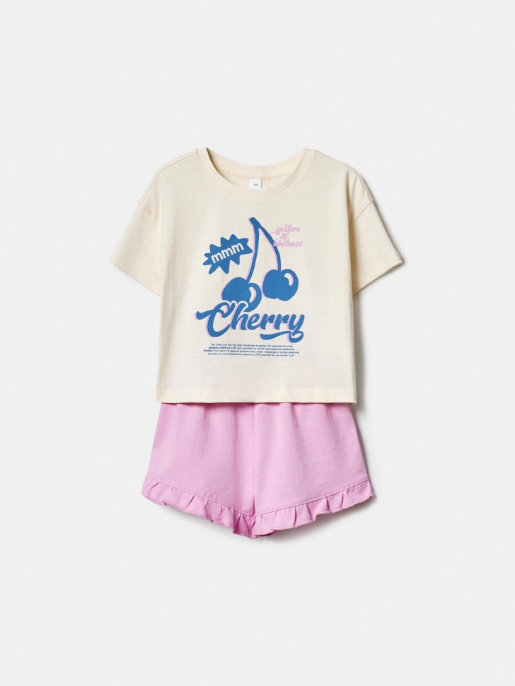 комплект из футболки и шорт для девочек из россии вид сбоку