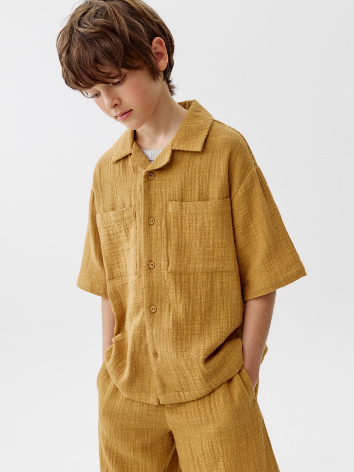 Рубашка из муслина с коротким рукавом для мальчиков 1999₽