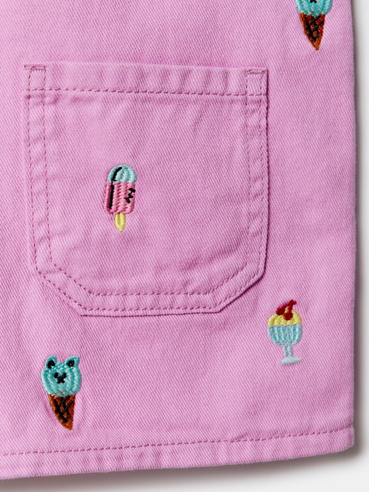 джинсовый комбинезон с вышивкой для девочек из хлопка спереди