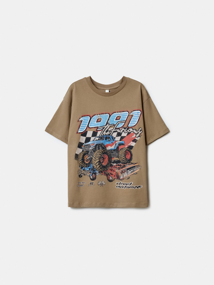 Футболка оверсайз Sela с принтом, коричневый, арт. 52046