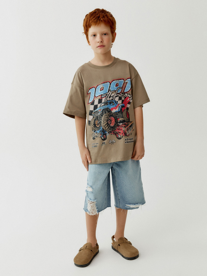 футболка оверсайз с принтом для мальчиков от бренда sela вид слева