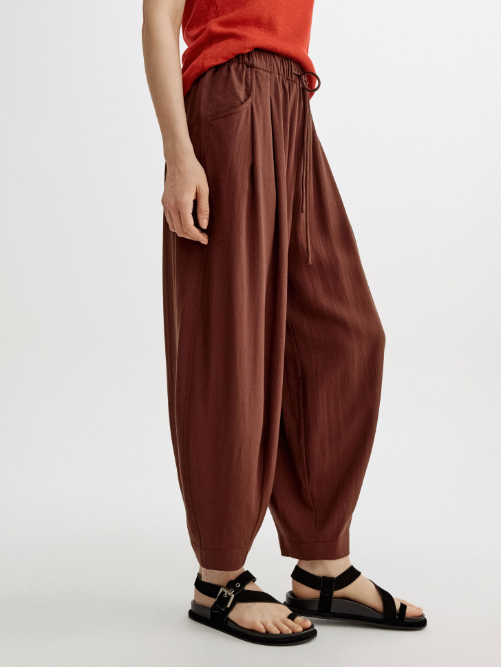 брюки аладдины с содержанием льна из россии вид сбоку