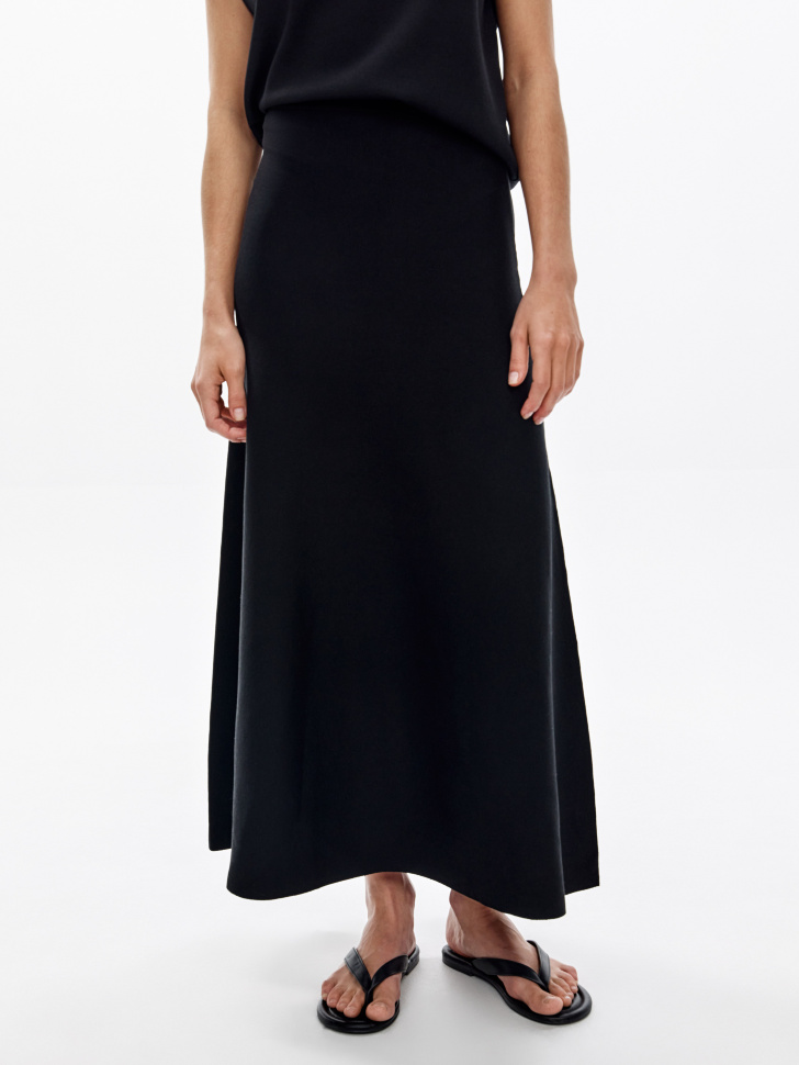 вязаная юбка макси из смесового лиоцелла премиум качества от бренда sela вид слева