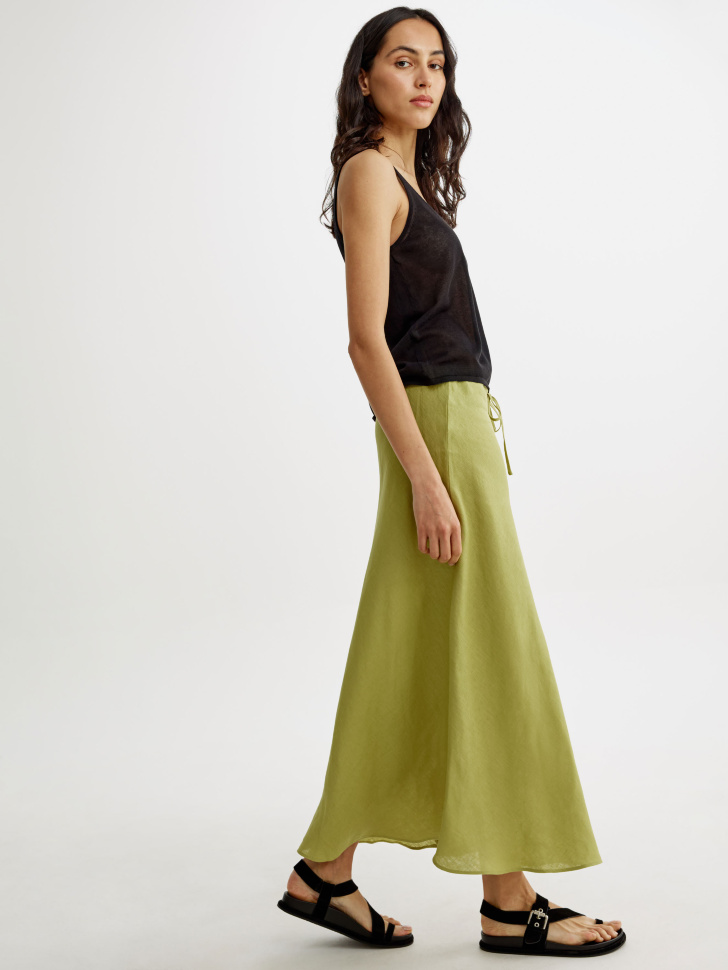 юбка миди из льна из россии вид сбоку